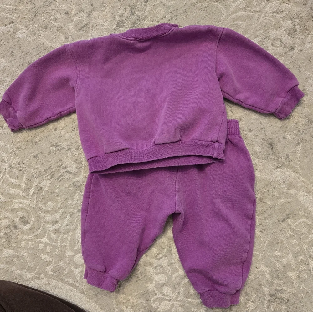 Vintage The Children's Place Purple Floral Embroidered Sweatshirt Pants 2pc Set